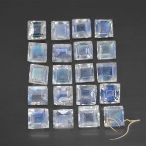 2.84ctw 天然 蓝白色 彩虹月长石, 正方形, 透明