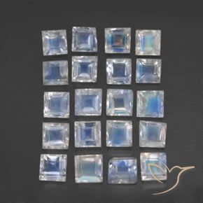2.65ctw 天然 蓝白色 彩虹月长石, 正方形, 透明