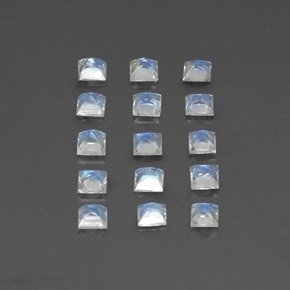 天然白色彩虹月光石，方形，3.1×3.1毫米，透明