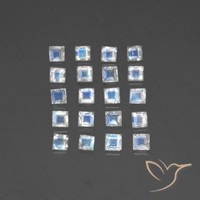 2.85ctw 天然 蓝白色 彩虹月长石, 正方形, 透明, Photo A