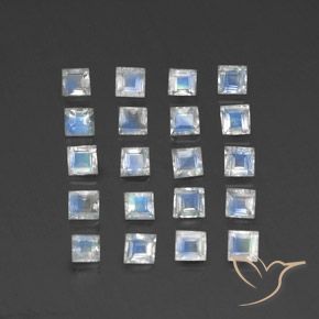 3.01ctw 天然 蓝白色 彩虹月长石, 正方形, 透明