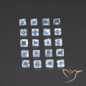 2.95ctw 天然 蓝白色 彩虹月长石, 正方形, 透明