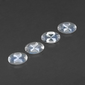 天然白色彩虹月光石，椭圆形切割，5.1×3.1毫米，透明