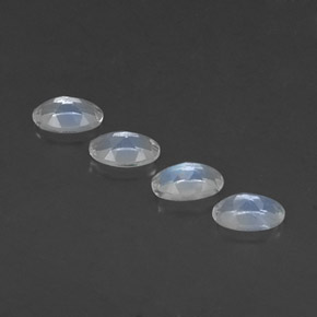 天然白色彩虹月光石，椭圆形切割，5.1×3.1毫米，透明