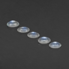 天然白色彩虹月光石，椭圆形切割，5×3.1毫米，透明