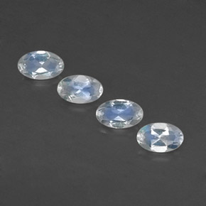 天然白色彩虹月光石，椭圆形切割，4.9×3.1毫米，透明