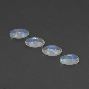 天然白色彩虹月光石，椭圆形切割，4.9×3.1毫米，透明