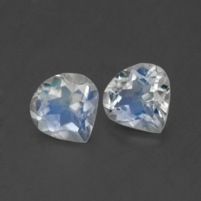 天然白色彩虹月光石，梨形，5.1×5.1毫米，透明