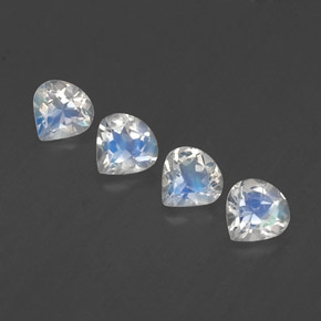 1.49天然白色彩虹月光石，梨形，5.1×5.1毫米，透明