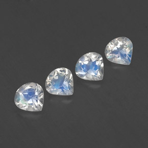 1.49天然白色彩虹月光石，梨形，5.1×5.1毫米，透明