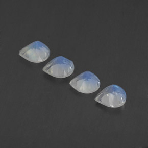 天然白色彩虹月光石，梨形，5.2×5.1毫米，透明