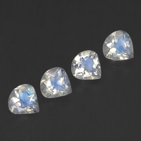 1.52天然白色彩虹月光石，梨形，5.2×5.2毫米，透明