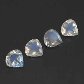 1.15天然白色彩虹月光石，梨形，5×5毫米，透明