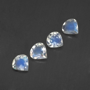 天然白色彩虹月光石，梨形，5×4.9毫米，透明