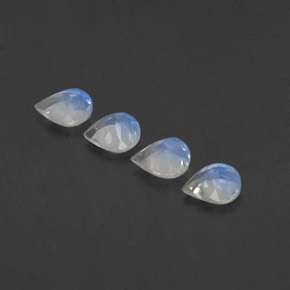 天然白色彩虹月光石，梨形，5×4.9毫米，透明