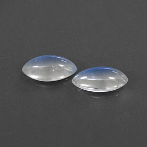 天然白色彩虹月光石，马眼形，10×5.1毫米，透明