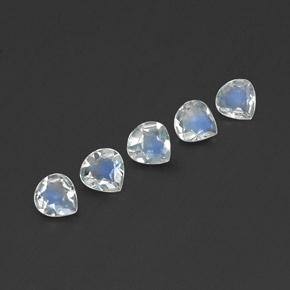 1.27天然白色彩虹月光石，梨形，4.9×4.8毫米，透明