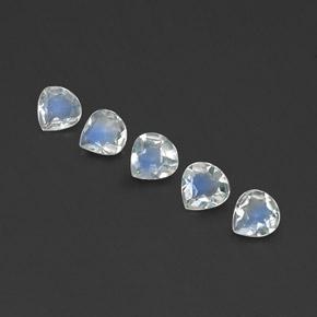 1.27天然白色彩虹月光石，梨形，4.9×4.8毫米，透明