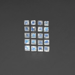 天然白色彩虹月光石，透明，2.9×2.9毫米，透明/半透明