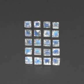 天然白色彩虹月光石，透明，2.9×2.9毫米，透明/半透明