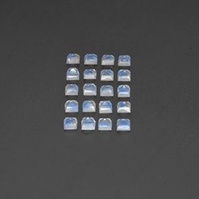 天然白色彩虹月光石，透明，2.9×2.9毫米，透明/半透明