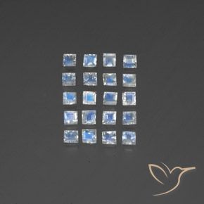 2.86ctw 天然 蓝白色 彩虹月长石, 正方形, 透明/半透明