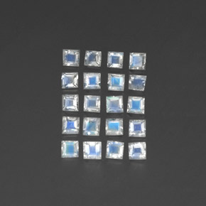 2.24天然白色彩虹月光石，透明，2.9×2.9毫米，透明/半透明