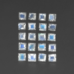 2.24天然白色彩虹月光石，透明，2.9×2.9毫米，透明/半透明