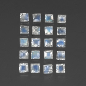 2.60天然白色彩虹月光石，透明，2.8×2.8毫米，透明/半透明