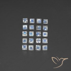 2.91ctw 天然 蓝白色 彩虹月长石, 正方形, 透明/半透明