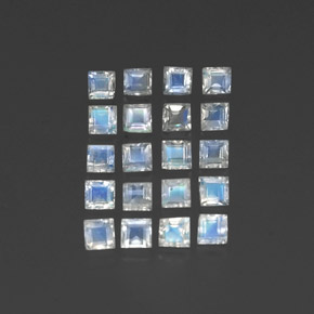 2.68天然白色彩虹月光石，透明，2.9×2.9毫米，透明/半透明