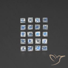 2.56ctw 天然 蓝白色 彩虹月长石, 正方形, 透明