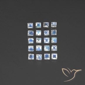 2.94天然白色彩虹月光石，方形，3.1×3毫米，透明