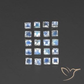 2.94天然白色彩虹月光石，方形，3.1×3毫米，透明