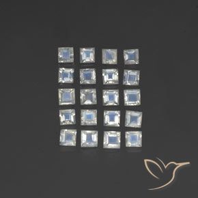 2.87ctw 天然 蓝白色 彩虹月长石, 正方形, 透明