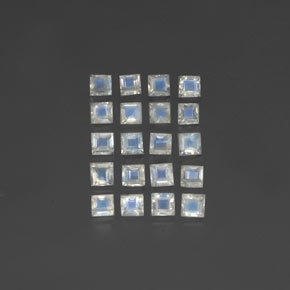 天然白色彩虹月光石，方形，3.1×3毫米，透明
