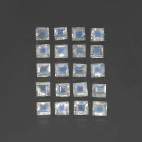 天然白色彩虹月光石，方形，3.1×3毫米，透明