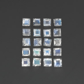 2.28天然白色彩虹月光石，方形，3×3毫米，透明