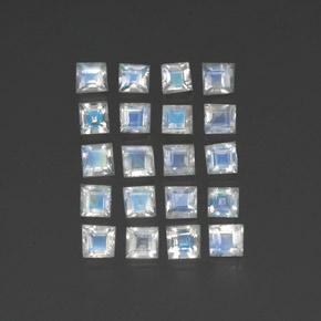 2.88天然白色彩虹月光石，方形，3×3毫米，透明