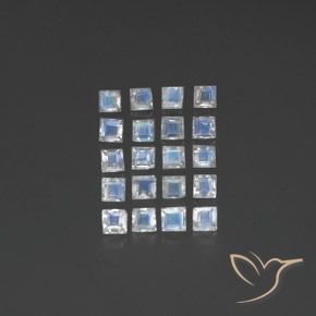 3.06ctw 天然 蓝白色 彩虹月长石, 正方形, 透明
