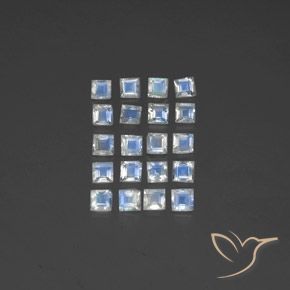 2.95ctw 天然 蓝白色 彩虹月长石, 正方形, 透明