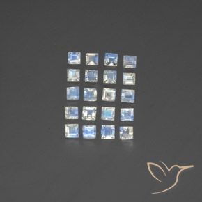 3.26ctw 天然 蓝白色 彩虹月长石, 正方形, 透明