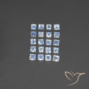 3.01ctw 天然 蓝白色 彩虹月长石, 正方形, 透明