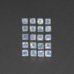 天然白色彩虹月光石，方形，3.1×3.1毫米，透明