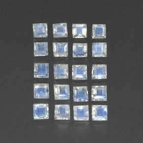 天然白色彩虹月光石，方形，3.1×3.1毫米，透明