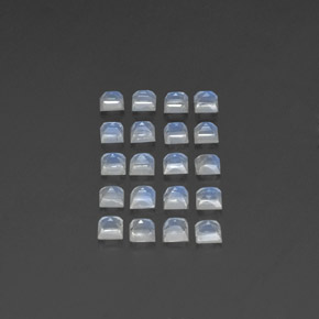 天然白色彩虹月光石，方形，3.1×3.1毫米，透明