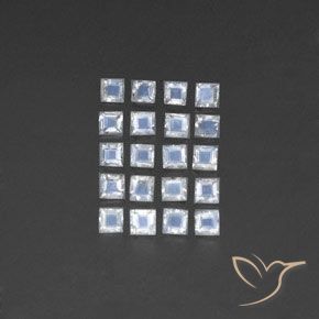 2.68ctw 天然 蓝白色 彩虹月长石, 正方形, 透明/半透明