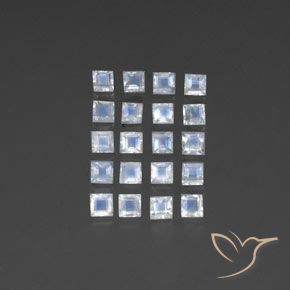 3.14ctw 天然 蓝白色 彩虹月长石, 正方形, 透明/半透明