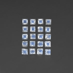 2.44天然白色彩虹月光石，透明，3×3毫米，透明/半透明