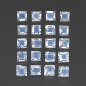 2.44天然白色彩虹月光石，透明，3×3毫米，透明/半透明